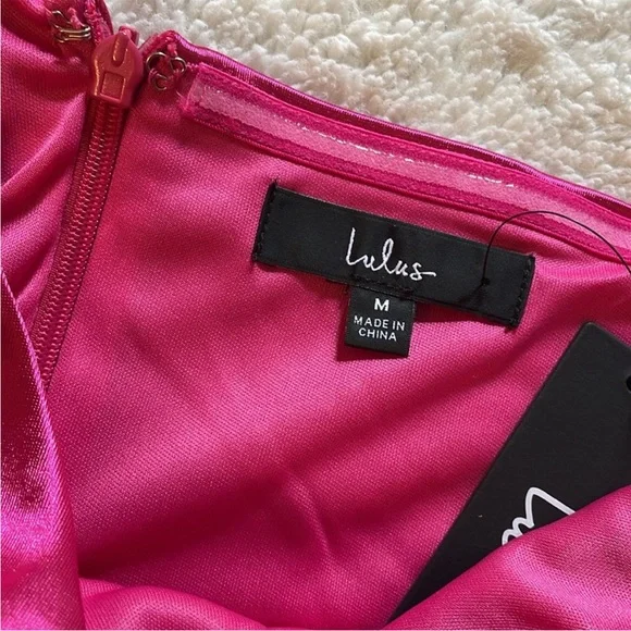 Lulus Flirtatious Energy Pink Satin One-Shoulder Bodycon Mini Dress - Picture 7 of 8
